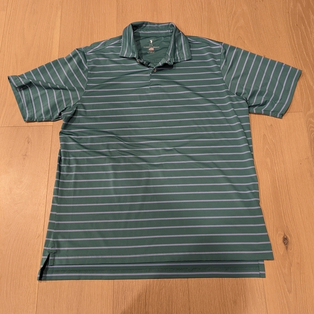 Green Striped Men's Polo Shirt
